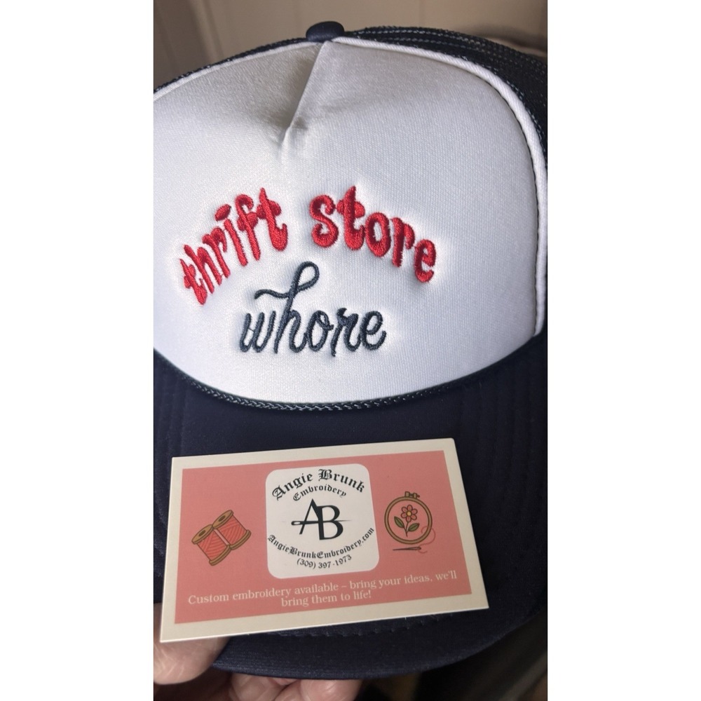 thrifting whor#e Thrift Store Hat Embroidery Gift Resellers Gals Trucker Hat - Picture 4 of 5